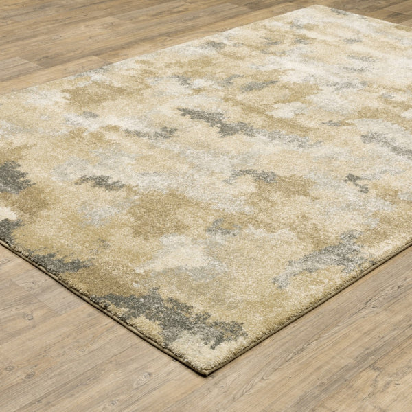 HomeRoots 2' Abstract Power Loom Runner Rug in Grey, Ivory, Beige, and Taupe – Durable, Stain Resistant Design 5' X 8' 508286