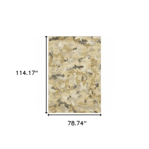 HomeRoots 2' Abstract Power Loom Runner Rug in Grey, Ivory, Beige, and Taupe – Durable, Stain Resistant Design 7' X 10' 508287