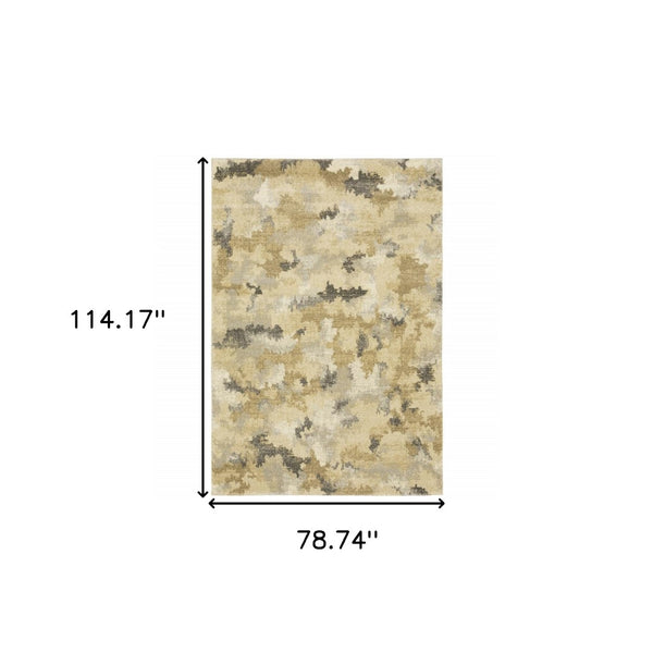 HomeRoots 2' Abstract Power Loom Runner Rug in Grey, Ivory, Beige, and Taupe – Durable, Stain Resistant Design 7' X 10' 508287