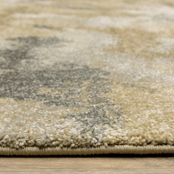 HomeRoots 2' Abstract Power Loom Runner Rug in Grey, Ivory, Beige, and Taupe – Durable, Stain Resistant Design 7' X 10' 508287