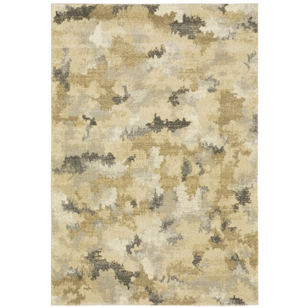 HomeRoots 2' Abstract Power Loom Runner Rug in Grey, Ivory, Beige, and Taupe – Durable, Stain Resistant Design 8' X 11' 508288
