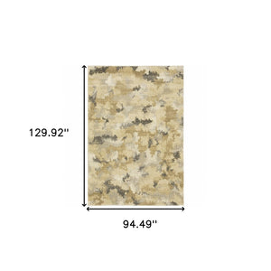 HomeRoots 2' Abstract Power Loom Runner Rug in Grey, Ivory, Beige, and Taupe – Durable, Stain Resistant Design 8' X 11' 508288