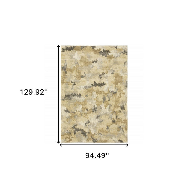 HomeRoots 2' Abstract Power Loom Runner Rug in Grey, Ivory, Beige, and Taupe – Durable, Stain Resistant Design 8' X 11' 508288