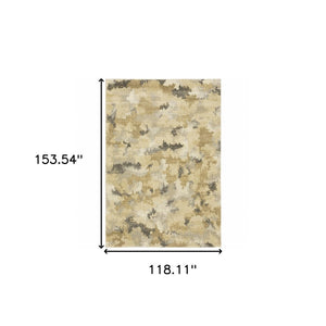 HomeRoots 2' Abstract Power Loom Runner Rug in Grey, Ivory, Beige, and Taupe – Durable, Stain Resistant Design 10' X 13' 508289