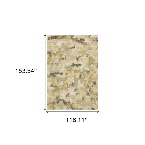 HomeRoots 2' Abstract Power Loom Runner Rug in Grey, Ivory, Beige, and Taupe – Durable, Stain Resistant Design 10' X 13' 508289