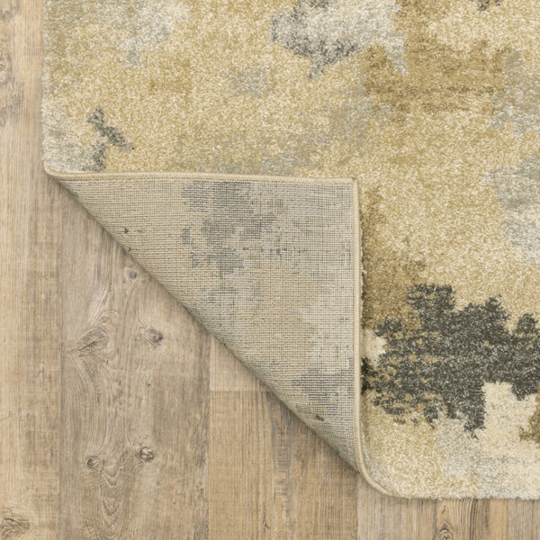 HomeRoots 2' Abstract Power Loom Runner Rug in Grey, Ivory, Beige, and Taupe – Durable, Stain Resistant Design 10' X 13' 508289