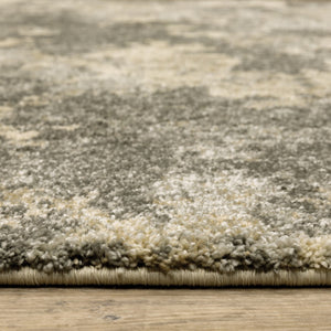 HomeRoots 2' Abstract Charcoal Grey and Beige Power Loom Runner Rug - Stain Resistant for Modern Spaces 2'3" x 7'6" 508290