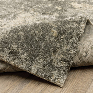 HomeRoots 2' Abstract Charcoal Grey and Beige Power Loom Runner Rug - Stain Resistant for Modern Spaces 2'3" x 7'6" 508290