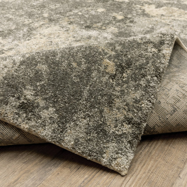 HomeRoots 2' Abstract Charcoal Grey and Beige Power Loom Runner Rug - Stain Resistant for Modern Spaces 2'3" x 7'6" 508290