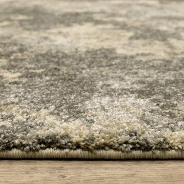 HomeRoots 2' Abstract Charcoal Grey and Beige Power Loom Runner Rug - Stain Resistant for Modern Spaces 5' X 8' 508292