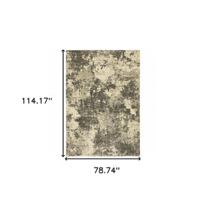 HomeRoots 2' Abstract Charcoal Grey and Beige Power Loom Runner Rug - Stain Resistant for Modern Spaces 7' X 10' 508293