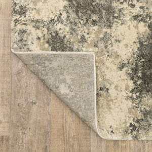 HomeRoots 2' Abstract Charcoal Grey and Beige Power Loom Runner Rug - Stain Resistant for Modern Spaces 7' X 10' 508293