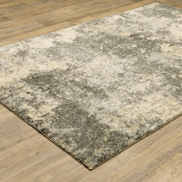 HomeRoots 2' Abstract Charcoal Grey and Beige Power Loom Runner Rug - Stain Resistant for Modern Spaces 8' X 11' 508294