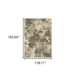 HomeRoots 2' Abstract Charcoal Grey and Beige Power Loom Runner Rug - Stain Resistant for Modern Spaces 10' X 13' 508295