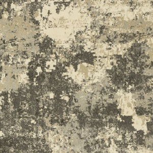 HomeRoots 2' Abstract Charcoal Grey and Beige Power Loom Runner Rug - Stain Resistant for Modern Spaces 10' X 13' 508295