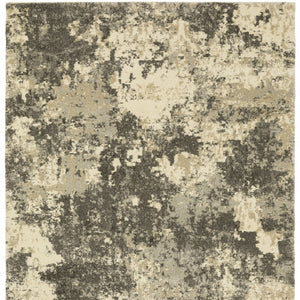 HomeRoots 2' Abstract Charcoal Grey and Beige Power Loom Runner Rug - Stain Resistant for Modern Spaces 10' X 13' 508295
