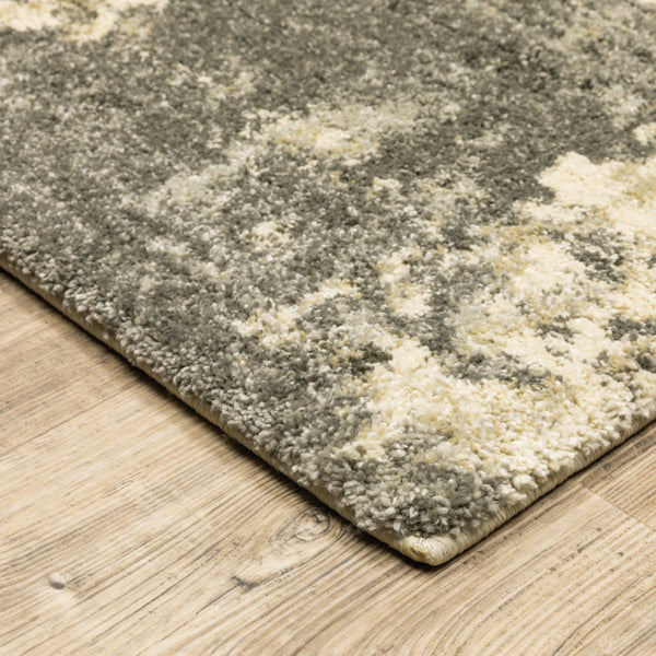 HomeRoots 2' Abstract Charcoal Grey and Beige Power Loom Runner Rug - Stain Resistant for Modern Spaces 10' X 13' 508295