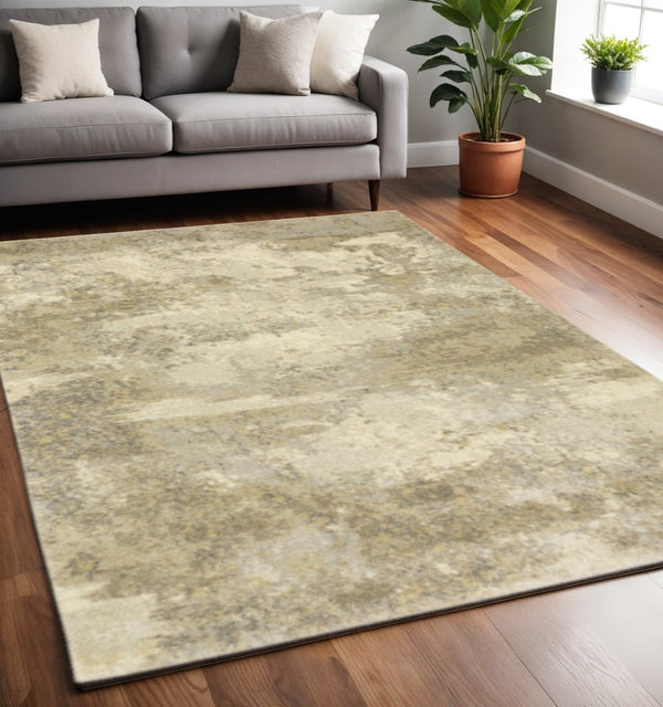 HomeRoots 8' Gold and Beige Abstract Runner Rug – Durable, Stain-Resistant Design for Stylish Hallways & More 5' X 8' 508298