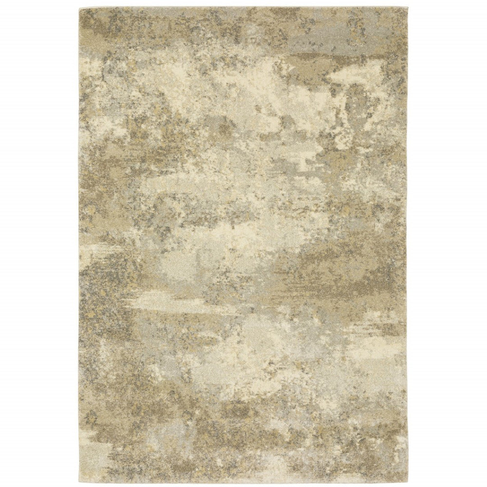 HomeRoots 8' Gold and Beige Abstract Runner Rug – Durable, Stain-Resistant Design for Stylish Hallways & More 7' X 10' 508299