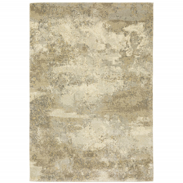 Homeroots 7' X 10' Beige And Gold Abstract Power Loom Area Rug  Polypropylene 508299