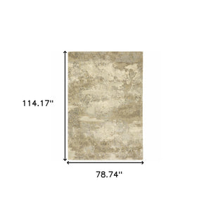 Homeroots 7' X 10' Beige And Gold Abstract Power Loom Area Rug  Polypropylene 508299