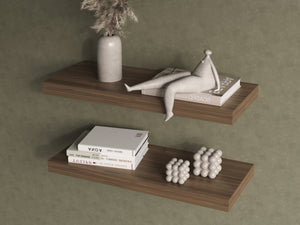 English Elm Floating Shelf Dallas Mahogany - Set of 2 Engineered Wood Wall Shelves 32" x 10.6" Sleek Space-Saving Decor B092P238706