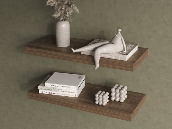English Elm Floating Shelf Dallas Mahogany - Set of 2 Engineered Wood Wall Shelves 32" x 10.6" Sleek Space-Saving Decor B092P238706
