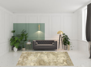 Homeroots 8' X 11' Beige And Gold Abstract Power Loom Area Rug  Polypropylene 508300