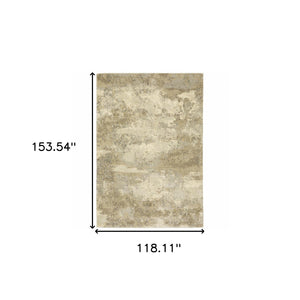 Homeroots 10' X 13' Beige And Gold Abstract Power Loom Area Rug  Polypropylene 508301