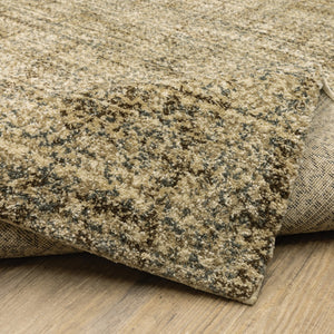 HomeRoots 2' Contemporary Abstract Beige Brown Tan Blue-Green Stain-Resistant Power Loom Runner Rug for Home 2'3" x 7'6" 508302
