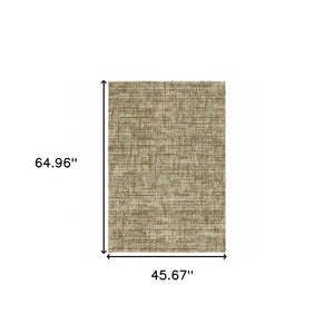 HomeRoots 2' Contemporary Abstract Beige Brown Tan Blue-Green Stain-Resistant Power Loom Runner Rug for Home 4' X 5' 508303