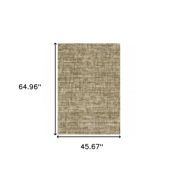 HomeRoots 2' Contemporary Abstract Beige Brown Tan Blue-Green Stain-Resistant Power Loom Runner Rug for Home 4' X 5' 508303