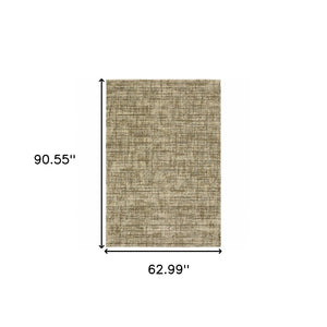 HomeRoots 2' Contemporary Abstract Beige Brown Tan Blue-Green Stain-Resistant Power Loom Runner Rug for Home 5' X 8' 508304