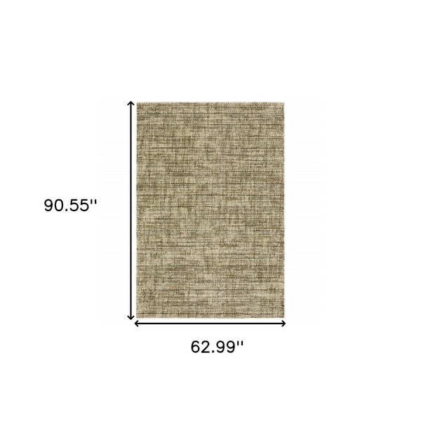 HomeRoots 2' Contemporary Abstract Beige Brown Tan Blue-Green Stain-Resistant Power Loom Runner Rug for Home 5' X 8' 508304