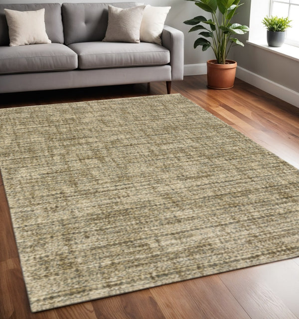 HomeRoots 2' Contemporary Abstract Beige Brown Tan Blue-Green Stain-Resistant Power Loom Runner Rug for Home 5' X 8' 508304