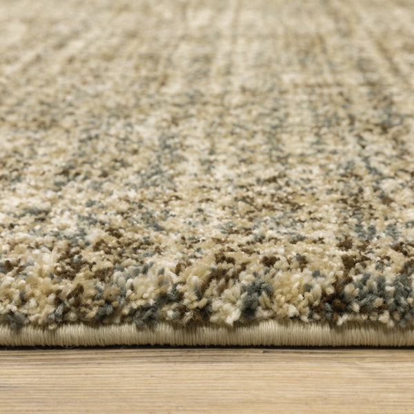 HomeRoots 2' Contemporary Abstract Beige Brown Tan Blue-Green Stain-Resistant Power Loom Runner Rug for Home 5' X 8' 508304