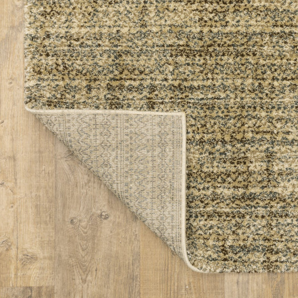 HomeRoots 2' Contemporary Abstract Beige Brown Tan Blue-Green Stain-Resistant Power Loom Runner Rug for Home 5' X 8' 508304
