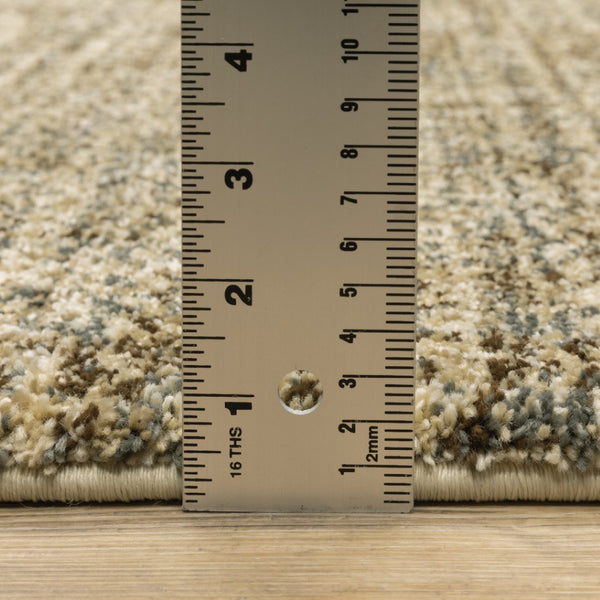 HomeRoots 2' Contemporary Abstract Beige Brown Tan Blue-Green Stain-Resistant Power Loom Runner Rug for Home 5' X 8' 508304