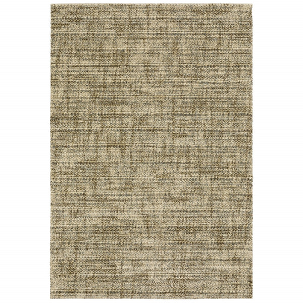 HomeRoots 2' Contemporary Abstract Beige Brown Tan Blue-Green Stain-Resistant Power Loom Runner Rug for Home 7' X 10' 508305