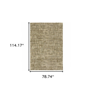 HomeRoots 2' Contemporary Abstract Beige Brown Tan Blue-Green Stain-Resistant Power Loom Runner Rug for Home 7' X 10' 508305