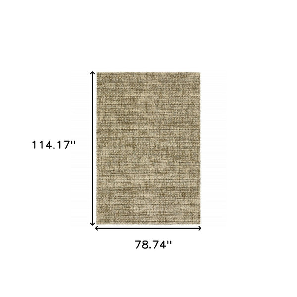 HomeRoots 2' Contemporary Abstract Beige Brown Tan Blue-Green Stain-Resistant Power Loom Runner Rug for Home 7' X 10' 508305