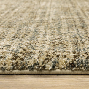 HomeRoots 2' Contemporary Abstract Beige Brown Tan Blue-Green Stain-Resistant Power Loom Runner Rug for Home 7' X 10' 508305