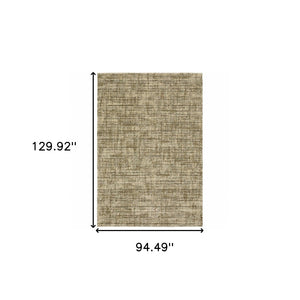 HomeRoots 2' Contemporary Abstract Beige Brown Tan Blue-Green Stain-Resistant Power Loom Runner Rug for Home 8' X 11' 508306
