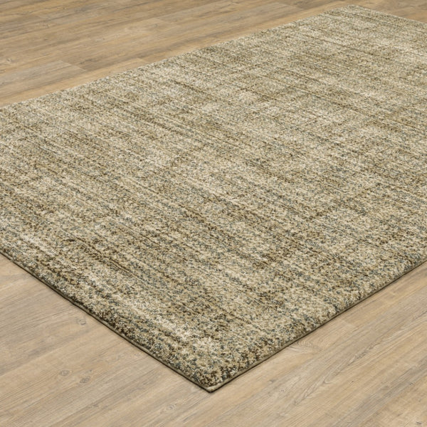 HomeRoots 2' Contemporary Abstract Beige Brown Tan Blue-Green Stain-Resistant Power Loom Runner Rug for Home 8' X 11' 508306