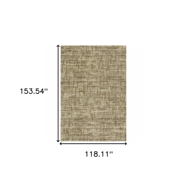 HomeRoots 2' Contemporary Abstract Beige Brown Tan Blue-Green Stain-Resistant Power Loom Runner Rug for Home 10' X 13' 508307