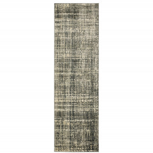 HomeRoots 2' Abstract Charcoal Grey Beige Tan Runner Rug - Stain Resistant, Durable, Perfect for High Traffic Areas 2'3" x 7'6" 508308