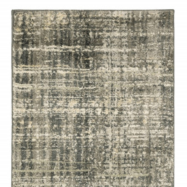 HomeRoots 2' Abstract Charcoal Grey Beige Tan Runner Rug - Stain Resistant, Durable, Perfect for High Traffic Areas 2'3" x 7'6" 508308