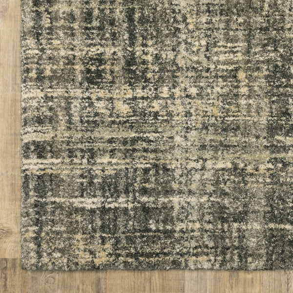 HomeRoots 2' Abstract Charcoal Grey Beige Tan Runner Rug - Stain Resistant, Durable, Perfect for High Traffic Areas 2'3" x 7'6" 508308