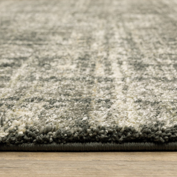 HomeRoots 2' Abstract Charcoal Grey Beige Tan Runner Rug - Stain Resistant, Durable, Perfect for High Traffic Areas 4' X 5' 508309