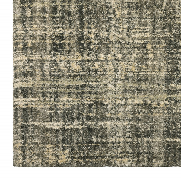 HomeRoots 2' Abstract Charcoal Grey Beige Tan Runner Rug - Stain Resistant, Durable, Perfect for High Traffic Areas 4' X 5' 508309